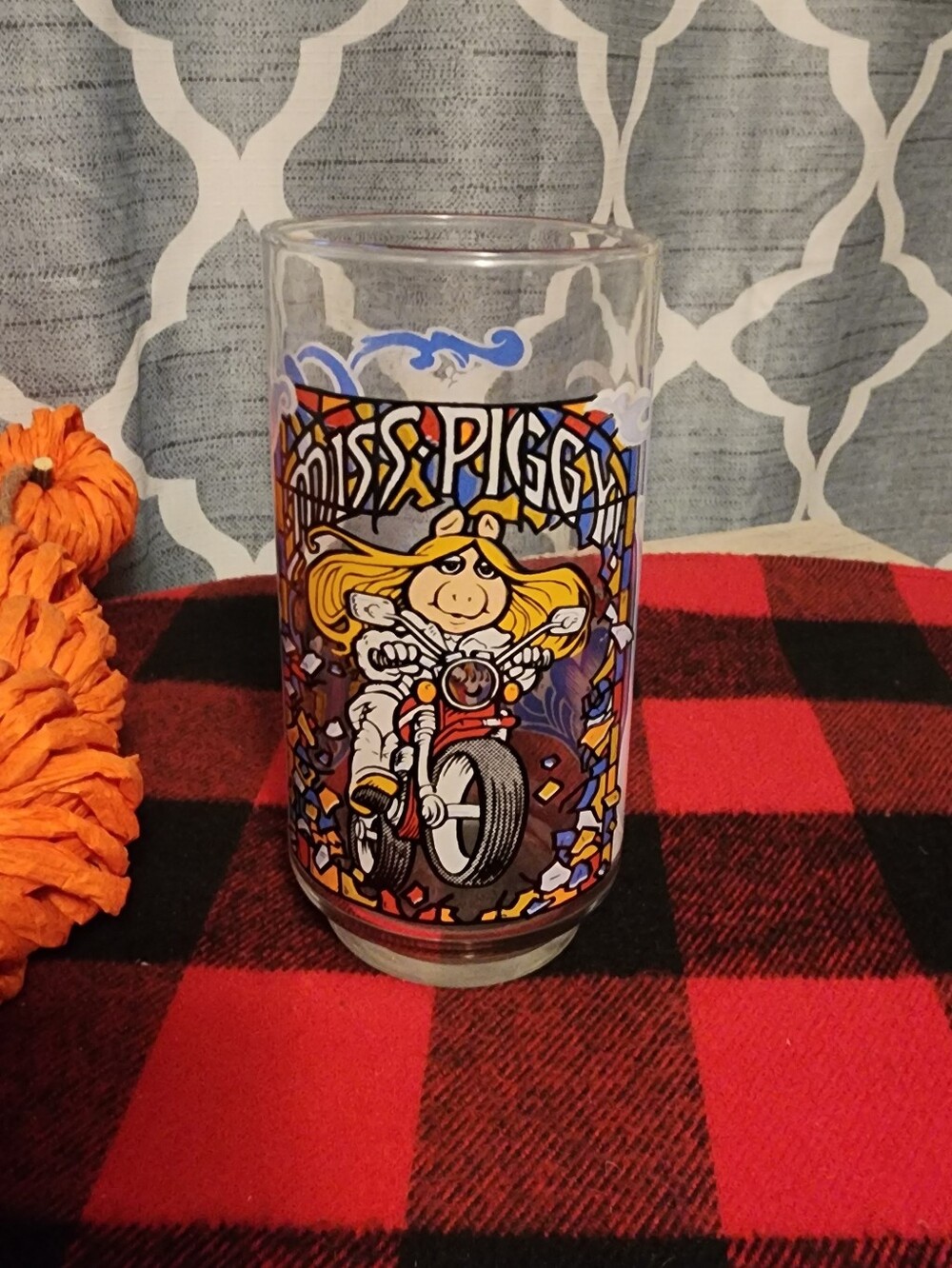 Collectable Miss Piggy Motorcycle Glass - The Great Muppet Caper